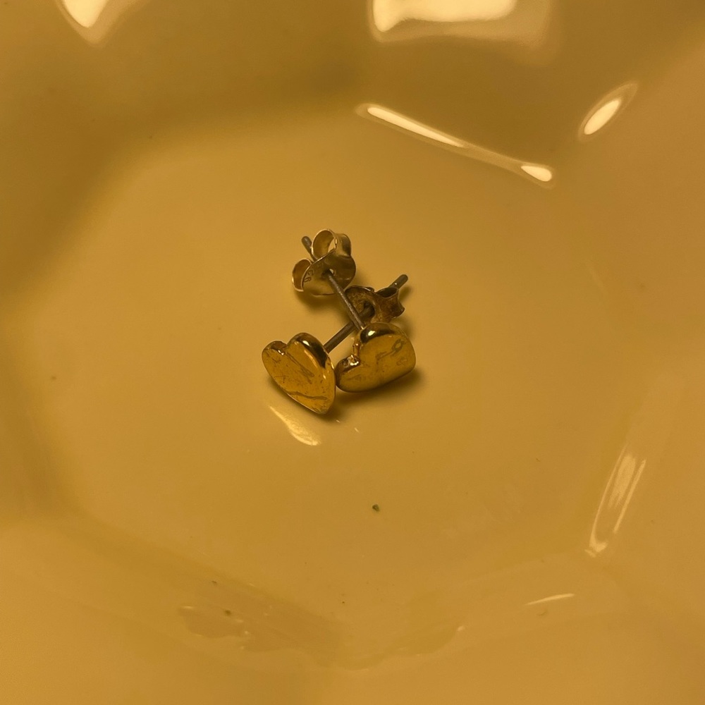 Gold Heart Stud Earrings